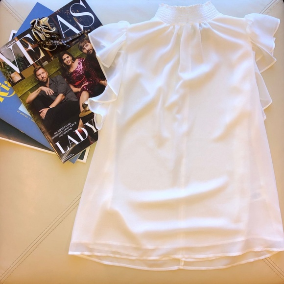 1 STATE Flutter Sleeve Smocked Neck Blouse - Picture 4 of 7